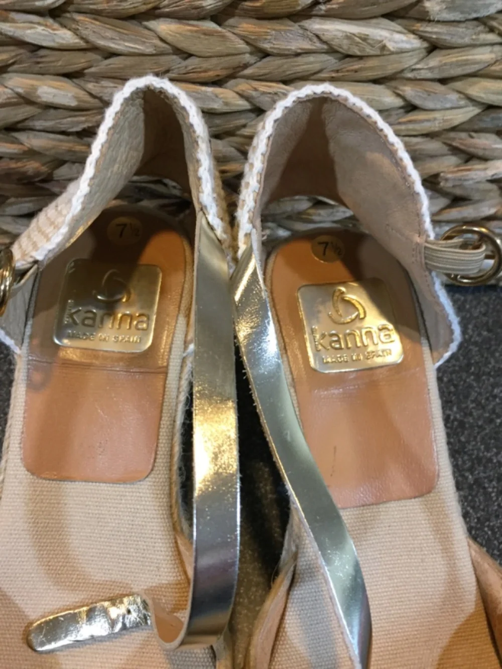 Kanna Two-Tone Tan Espadrille Wedge Sandals